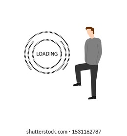 Flat cartoon character isolated on white background. loading. Web design, mobile app