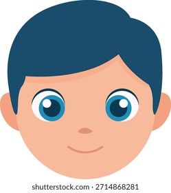 Retrato plano del personaje de dibujos animados, ilustración del avatar del niño