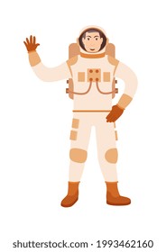 Flat cartoon character spaceman isolated on white background