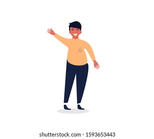 Flat Cartoon Character Vector Illustration