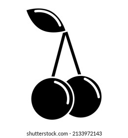 Flache Cartoon-Kirsche. Frische gesunde Lebensmittel. Liebessymbol. Süßes Essen. Vektorgrafik. Stockbild. 