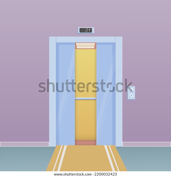 Flat Cartoon Color Illustration Elevator Open Stock Vector (Royalty ...