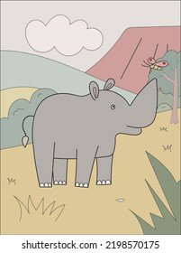 ilustración de fondo vectorial de color rinoceronte