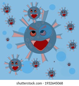 flat cartoon corona virus character collection