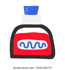 Flat cartoon cute bottle with cosmetics, perfume or medicine drugs