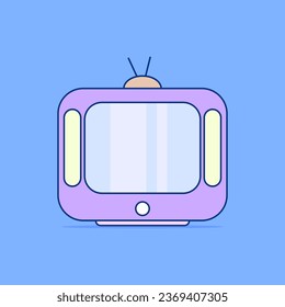 Icono de televisión de diseño de dibujos animados planos ilustración vectorial