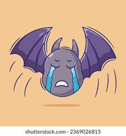 Flat cartoon design vector of sad bat for halloween element