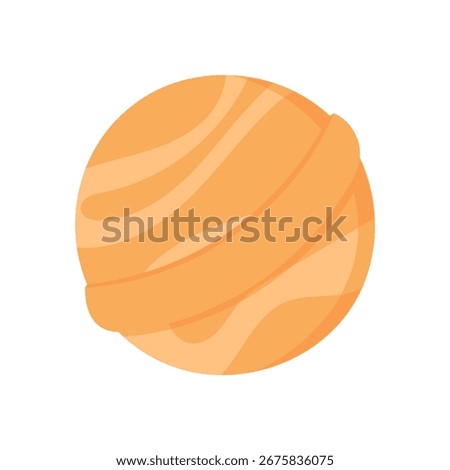 Flat cartoon design of vibrant bath bomb, a cosmetic product for skincare and bodycare. Concept of relaxation, beauty, and self ideal for spa wellness themes.