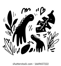 Flat cartoon dinosaur illustrations for your design