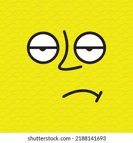 flat cartoon facial expression illustration on yellow background