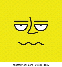 flacher Cartoon-Gesichtsausdruck-Illustration auf gelbem Hintergrund