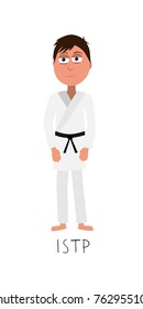 flat cartoon fighter vector represents ISTP personality from MBTI typology isolated on white backgorund