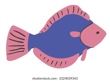 flat cartoon fish in vector.river and sea fish for prints and design.characters for kids in flat style.minimal icons for web site stickers app.