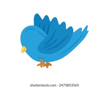 Flat cartoon Flying Bird icon for kids book learning and counting elements vector illustration isolated on transparent background
