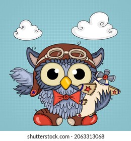 Flacher Cartoon mit lustiger Luftkeule

