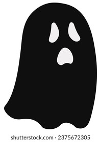 Flat cartoon ghost for halloween isolated on white background.