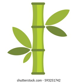 Flat cartoon green bamboo icon isolated on white background. Element for asian and oriental banners, labels and infographic.