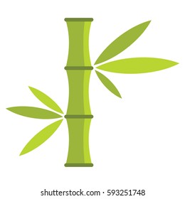 Flat cartoon green bamboo icon isolated on white background. Element for asian and oriental banners, labels and infographic.