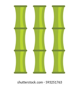 Flat cartoon green bamboo icon isolated on white background. Element for asian and oriental banners, labels and infographic.