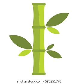 Flat cartoon green bamboo icon isolated on white background. Element for asian and oriental banners, labels and infographic.