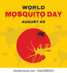 Flat Cartoon Hand Drawn Background Templates for World Mosquito Day