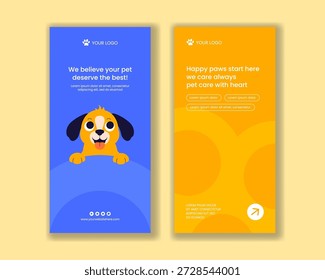 Plano Desenhado à Mão Desenhado Animais de Estimação Serviços de cuidados Vertical Banner Modelos Ilustração