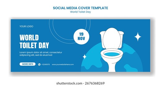 Flat Cartoon Hand Drawn World Toilet Day Social Media Cover Illustration
