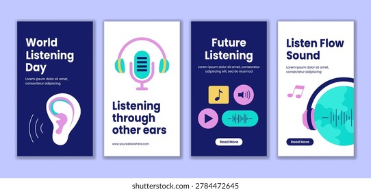 Flat Cartoon Hand Drawn World Listening Day Healthcare Social Media Story Template