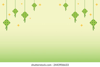 Flat Cartoon Hanging Ketupat Ramadan and Eid Food for Islam Background Decoration Elements