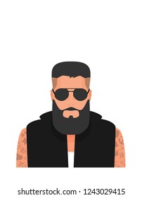 Flat cartoon hipster character, vector illustration