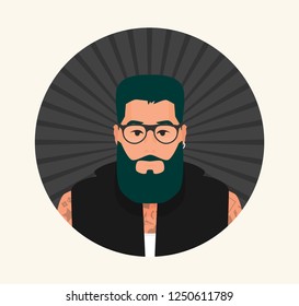 Flat cartoon hipster character, vector illustration
