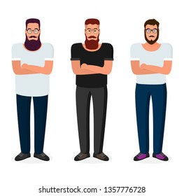 Flat cartoon hipster character, vector illustration