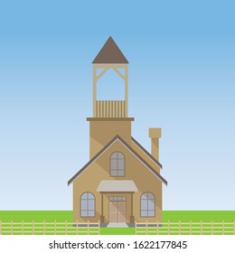 Flat cartoon House building. flat design vector illustration.