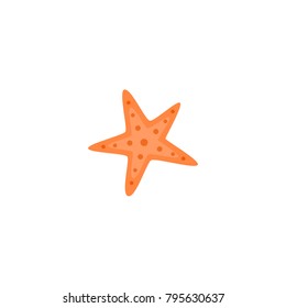 Flat cartoon icon of starfish, star fish, vector illustration isolated on white background. Simple flat cartoon starfish icon, summer holiday symbol, decoration element