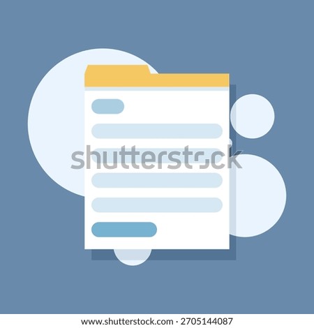 Flat cartoon icon of a text document, representing petition forms, claims, submissions, or study letters, illustrated in a clean and modern graphic style.