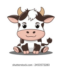 Una ilustración de dibujos animados de una vaca bebé, ilustración