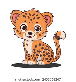 A flat cartoon illustration of a baby tiger illustration