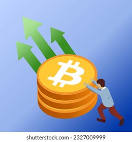 Flat cartoon illustration Businessman showing a sign aiming towards the goal.