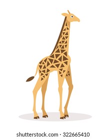 Flat cartoon illustration of a giraffe on a white background