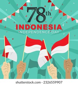 Flat cartoon Indonesia independence day celebration background