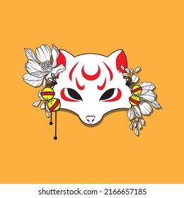 flat cartoon kitsune mask design