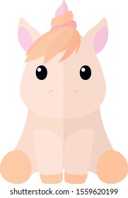 Flat cartoon marshmallow unicorn icon