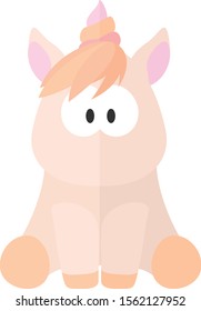 Flat cartoon marshmallow unicorn icon