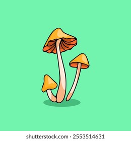 flat cartoon mushroom in orange and pink