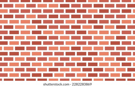 Flat cartoon old red brick wall background. texture pattern for continuous replicate.