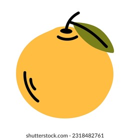 Dibujo plano naranja. Ilustración de Frutas dibujadas a mano