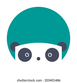Flat cartoon panda icon isolated on white background