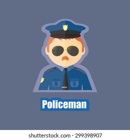 flat cartoon policeman isolated