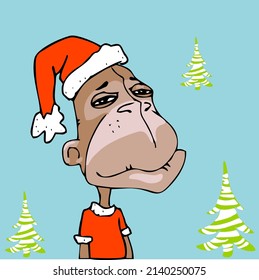 Retrato plano de caricatura de un mono. La imagen se puede cambiar añadiendo algunos detalles, accesorios.