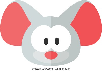 Flat cartoon rat or mouse icon